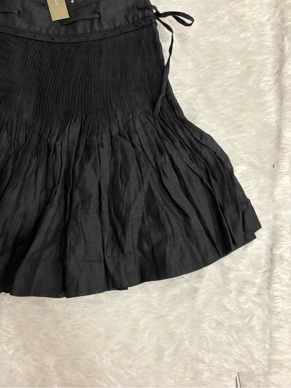 J CREW Pintuck bow mini skirt in ramie Black Eyelet Whimsigoth Mini Skirt Size 0